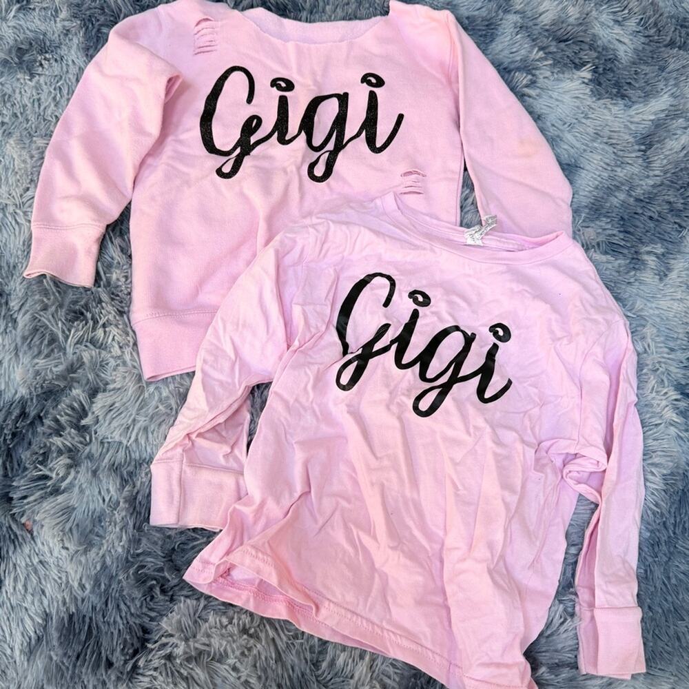 Gigi Graphic Sweatshirt & Long Sleeve Tee girls 3T custom name Gigi Pink